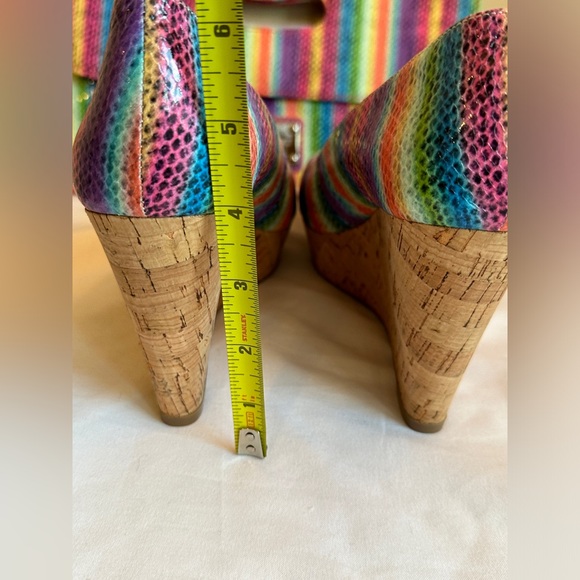 Nine West Cheerful 30 Cork Wedge Peep Toe Heels 7.5M w/Matching Purse CUTE!